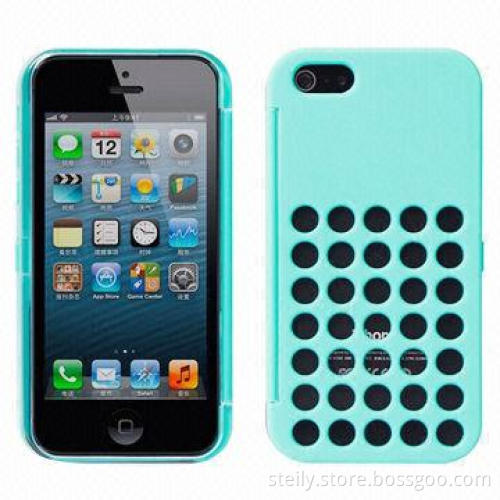 PC Case for iPhone 5C with Polka Dot Hole, Universal, Transparent Top Cover Design, Colorful